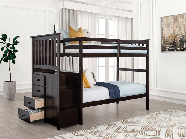 Ontario Espresso Twin/Twin Bunk Bed - Ornate Home