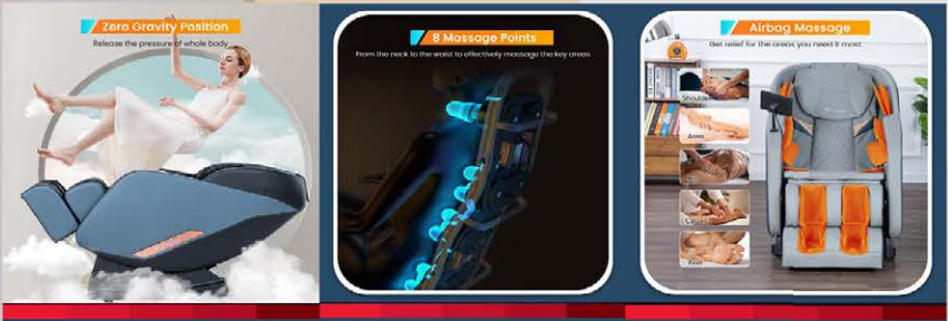 FPL-EC1270C-GREY Massage Chair - Ornate Home