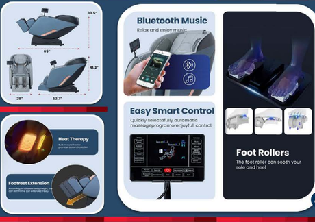 FPL-EC1270C-GREY Massage Chair - Ornate Home