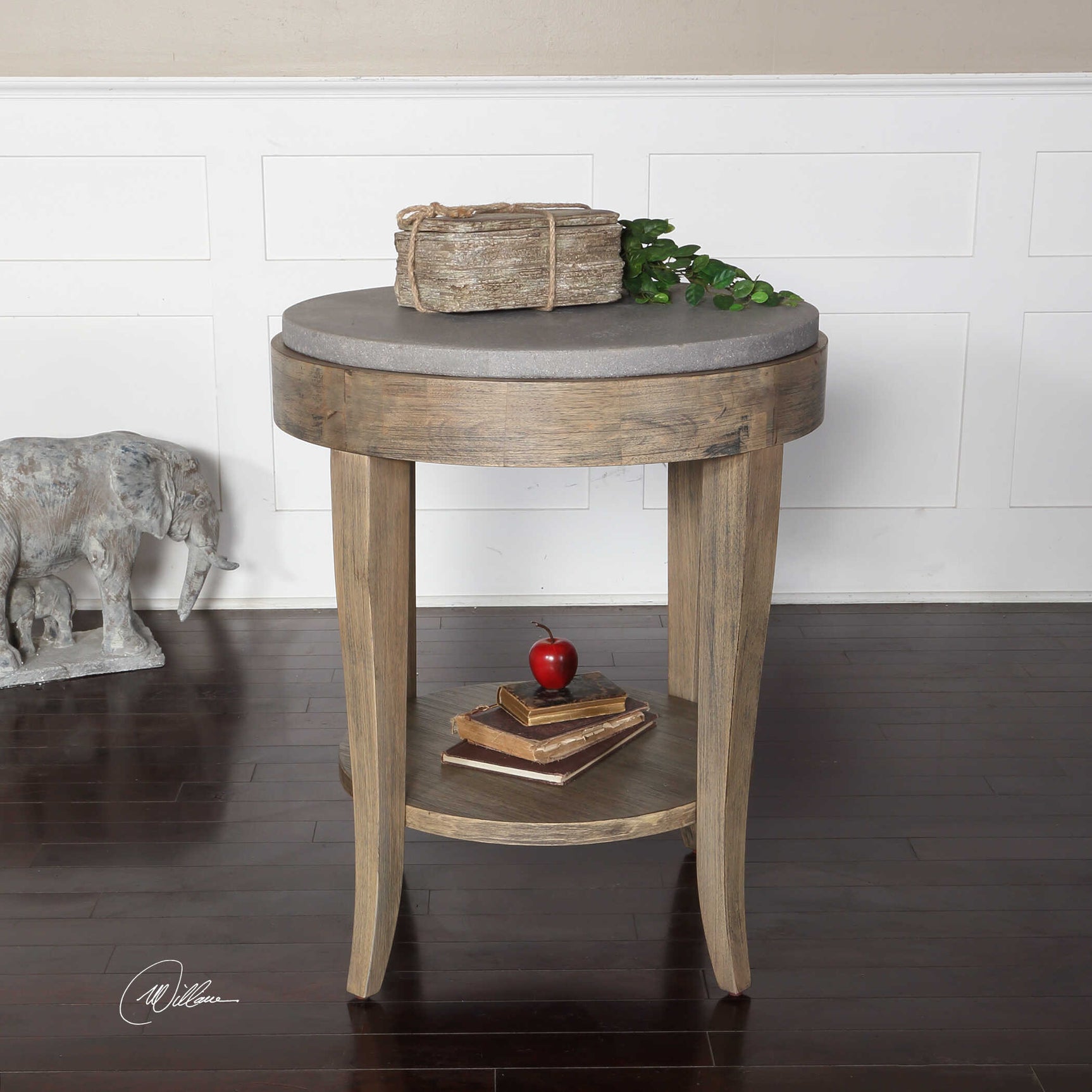Deka Gray/Woodtone Round Side Table