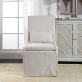 Coley White Linen Armless Chair