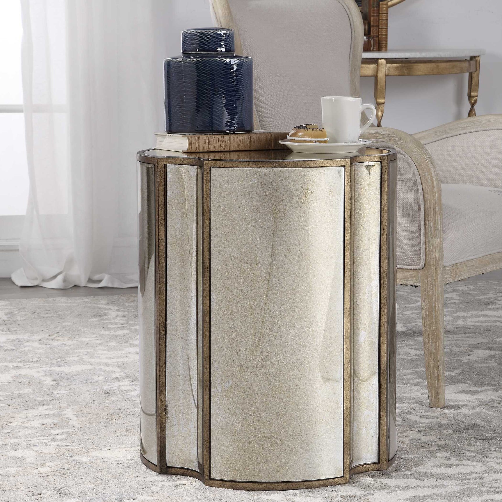 Harlow Bronze/Gold Mirrored Accent Table