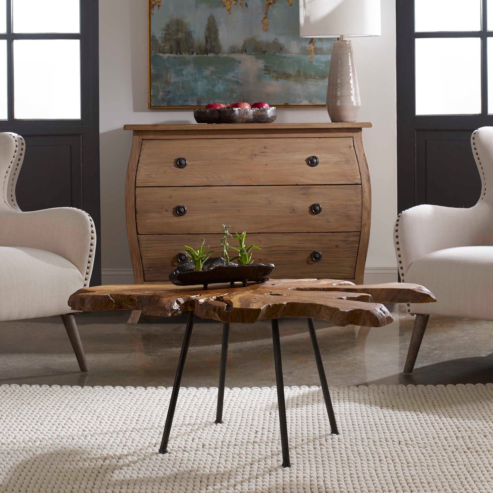 Kravitz Black/Bronze/Woodtone Accent Table