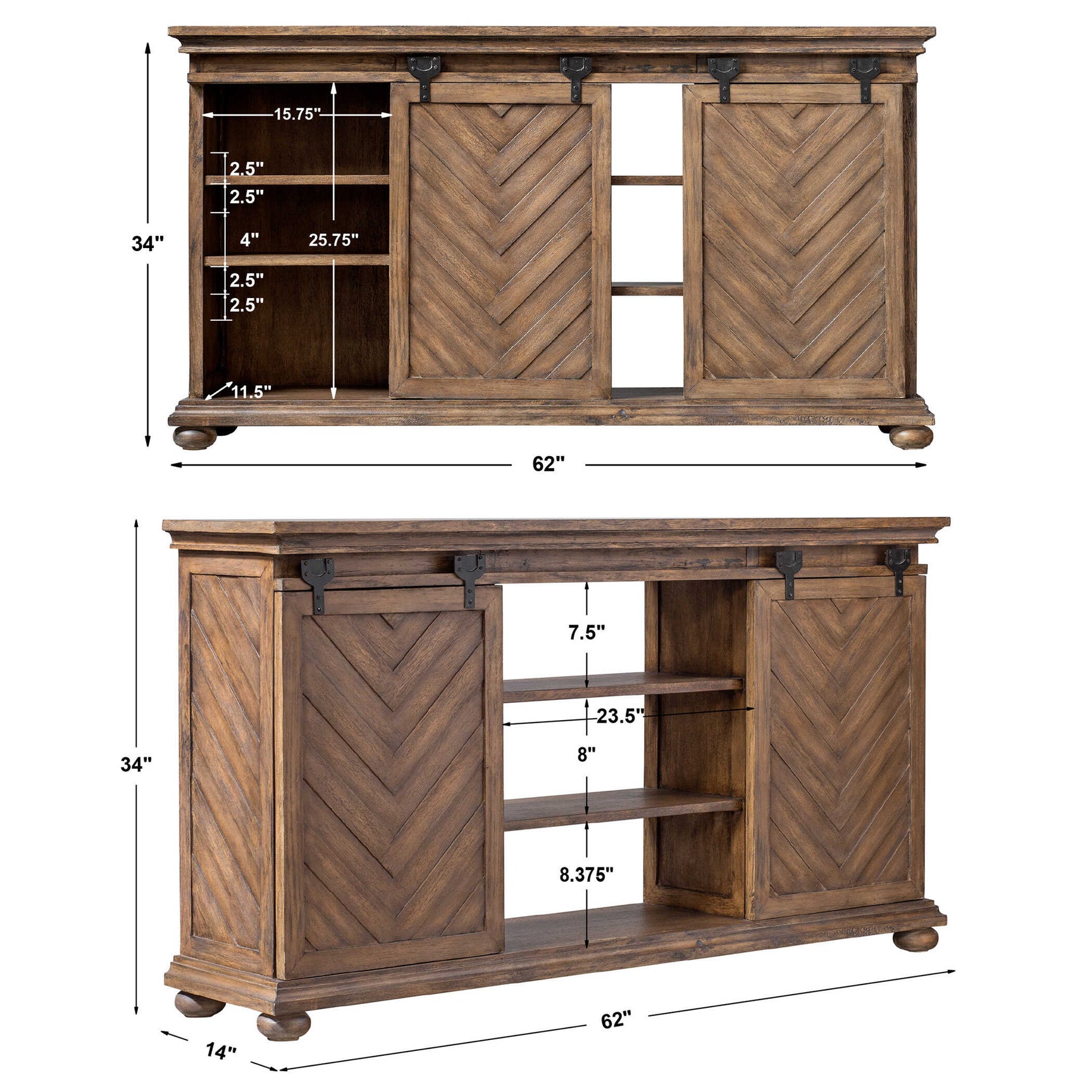 Primalia Barn Door Brown/Woodtone Media Console