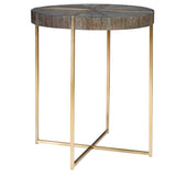 Taja Brass/Brown/Woodtone Round Accent Table