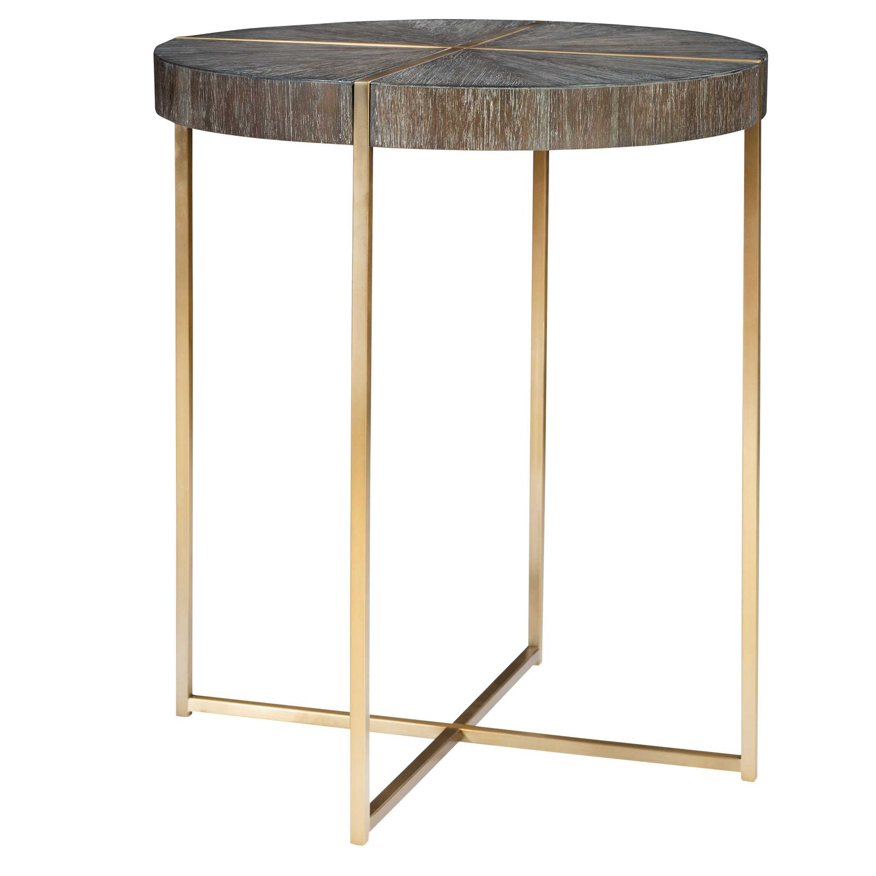Taja Brass/Brown/Woodtone Round Accent Table