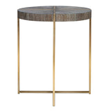 Taja Brass/Brown/Woodtone Round Accent Table