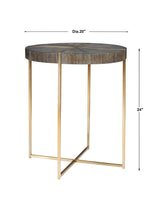 Taja Brass/Brown/Woodtone Round Accent Table