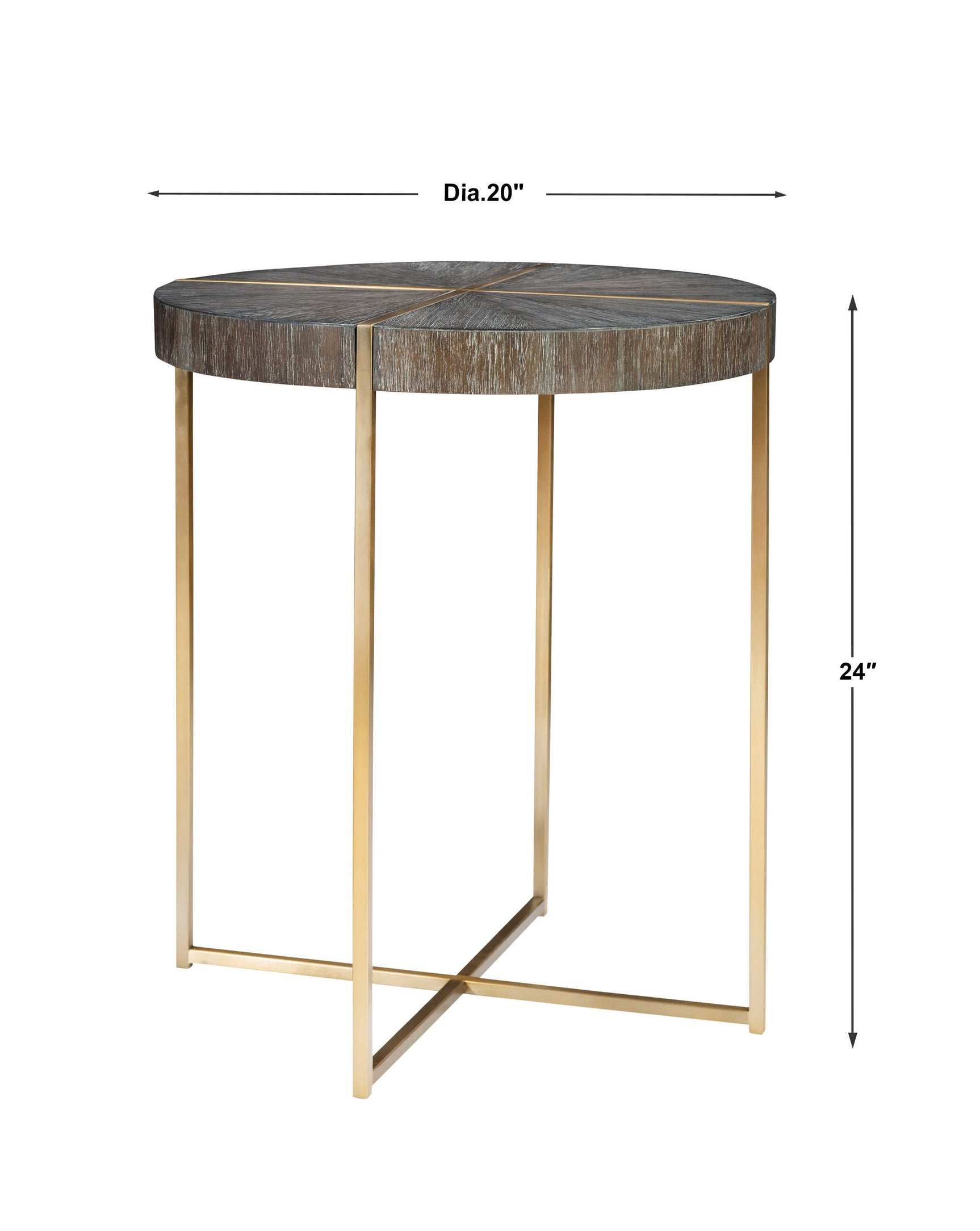 Taja Brass/Brown/Woodtone Round Accent Table