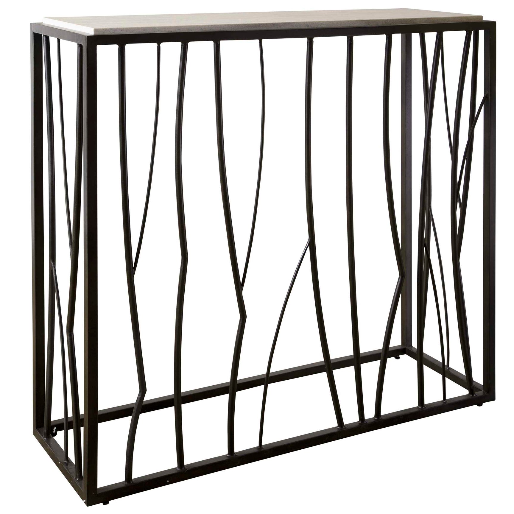 Reed Black/Brown Travertine Console Table