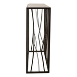 Reed Black/Brown Travertine Console Table