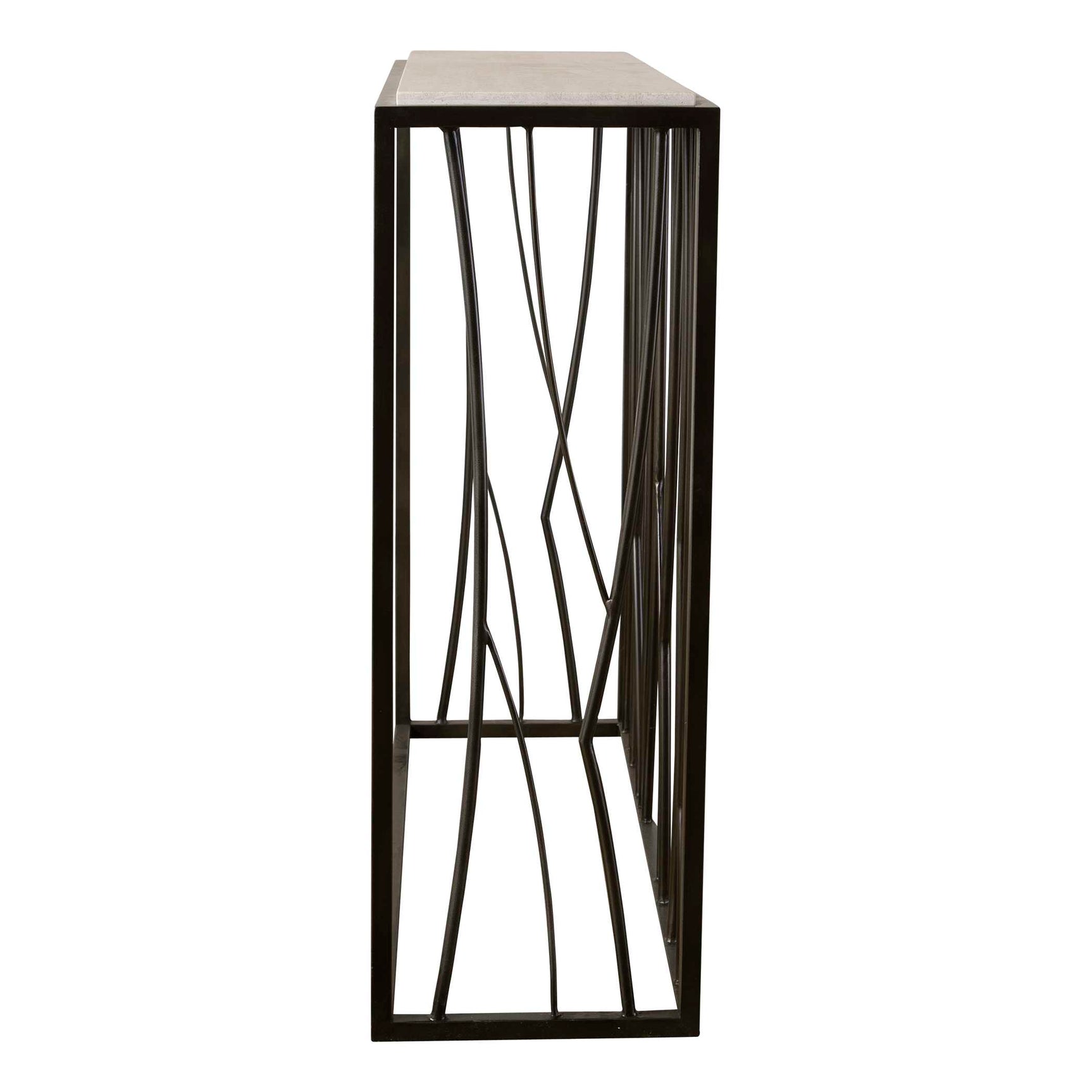 Reed Black/Brown Travertine Console Table