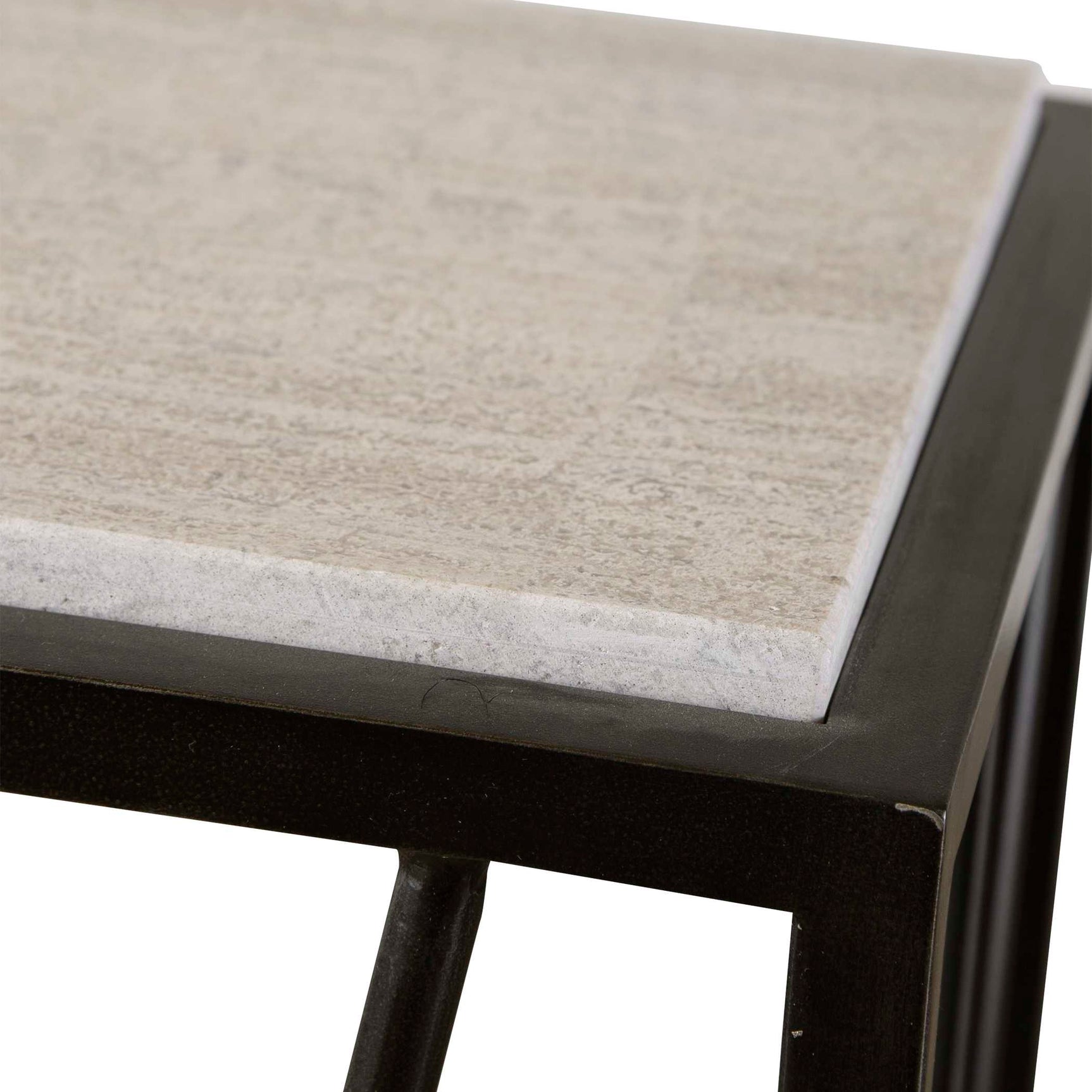 Reed Black/Brown Travertine Console Table