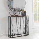 Reed Black/Brown Travertine Console Table