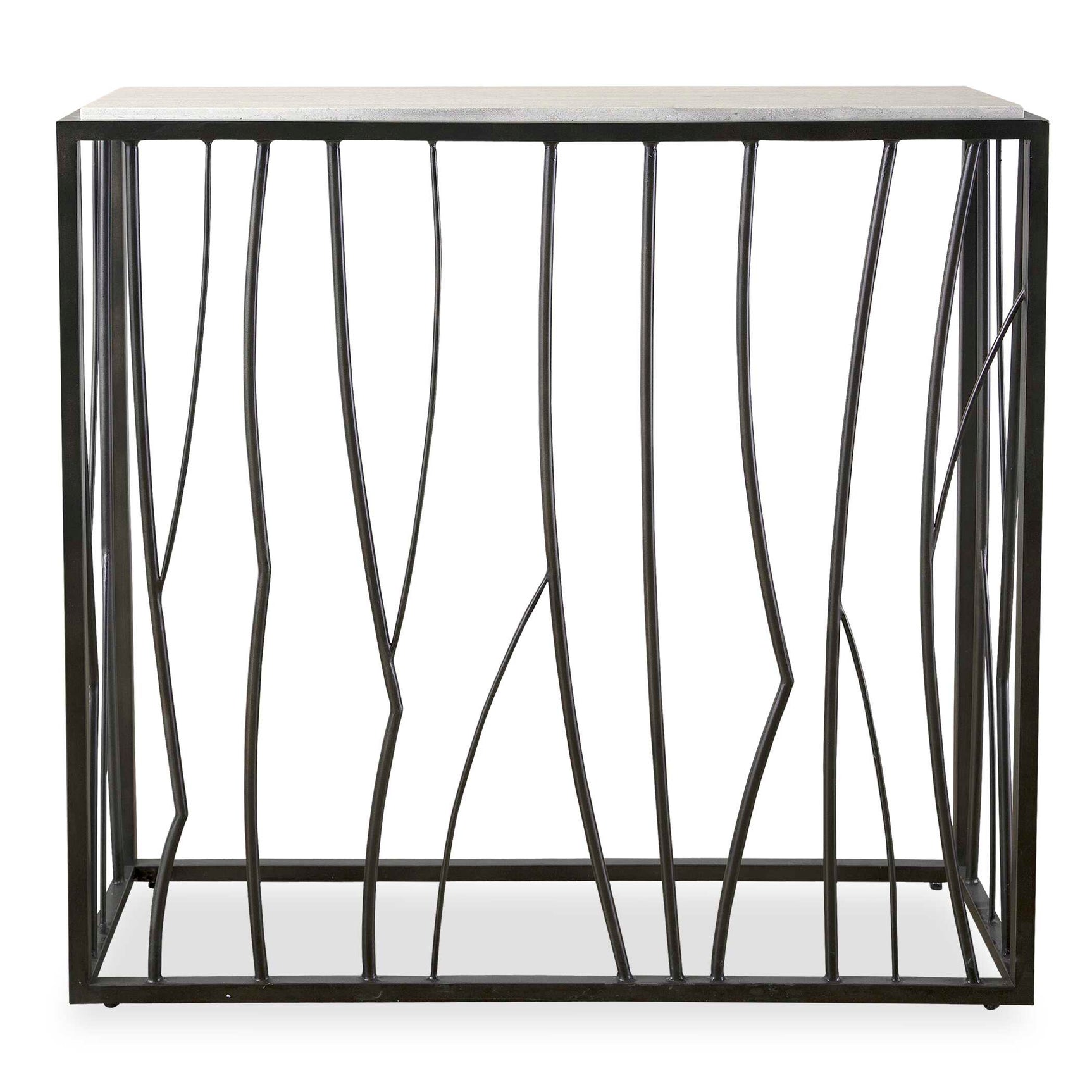 Reed Black/Brown Travertine Console Table