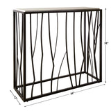 Reed Black/Brown Travertine Console Table