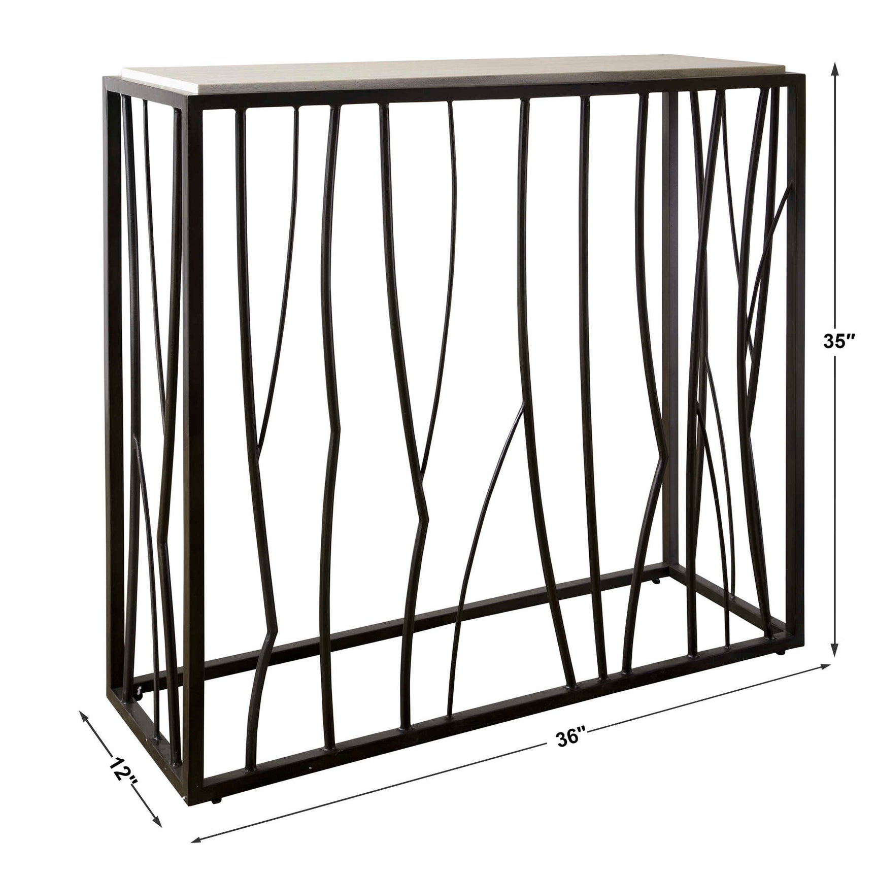 Reed Black/Brown Travertine Console Table