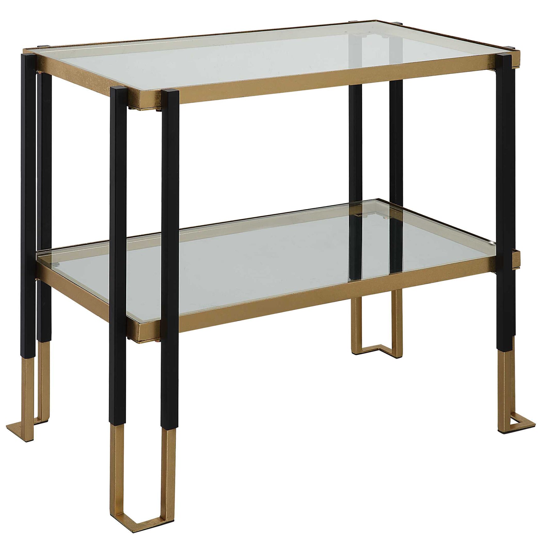 Kentmore Black/Gold Glass Side Table