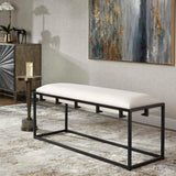 Paradox Black/White Iron & Fabric Bench