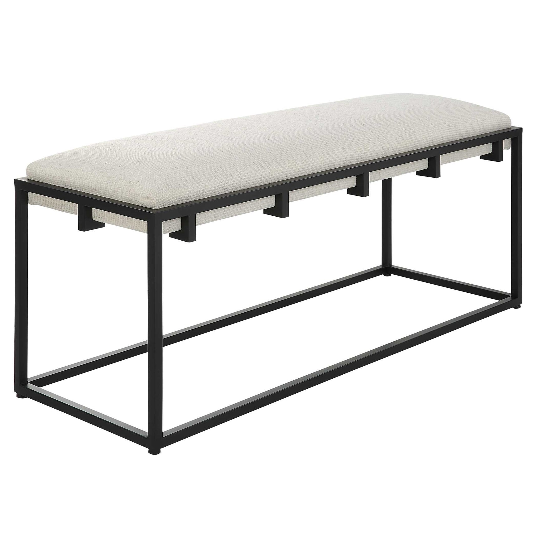 Paradox Black/White Iron & Fabric Bench
