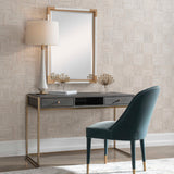 Taja Brass/Woodtone Modern Writing Desk