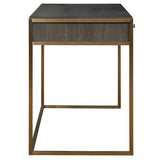 Taja Brass/Woodtone Modern Writing Desk