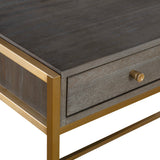 Taja Brass/Woodtone Modern Writing Desk