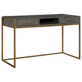 Taja Brass/Woodtone Modern Writing Desk