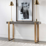 Kea Brass/Woodtone Contemporary Console Table