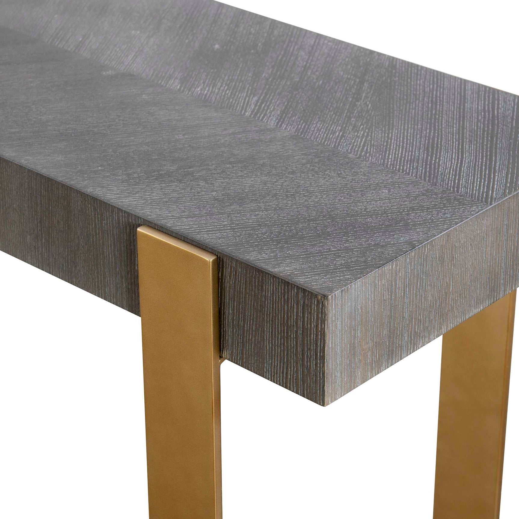 Kea Brass/Woodtone Contemporary Console Table