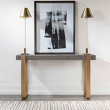 Kea Brass/Woodtone Contemporary Console Table