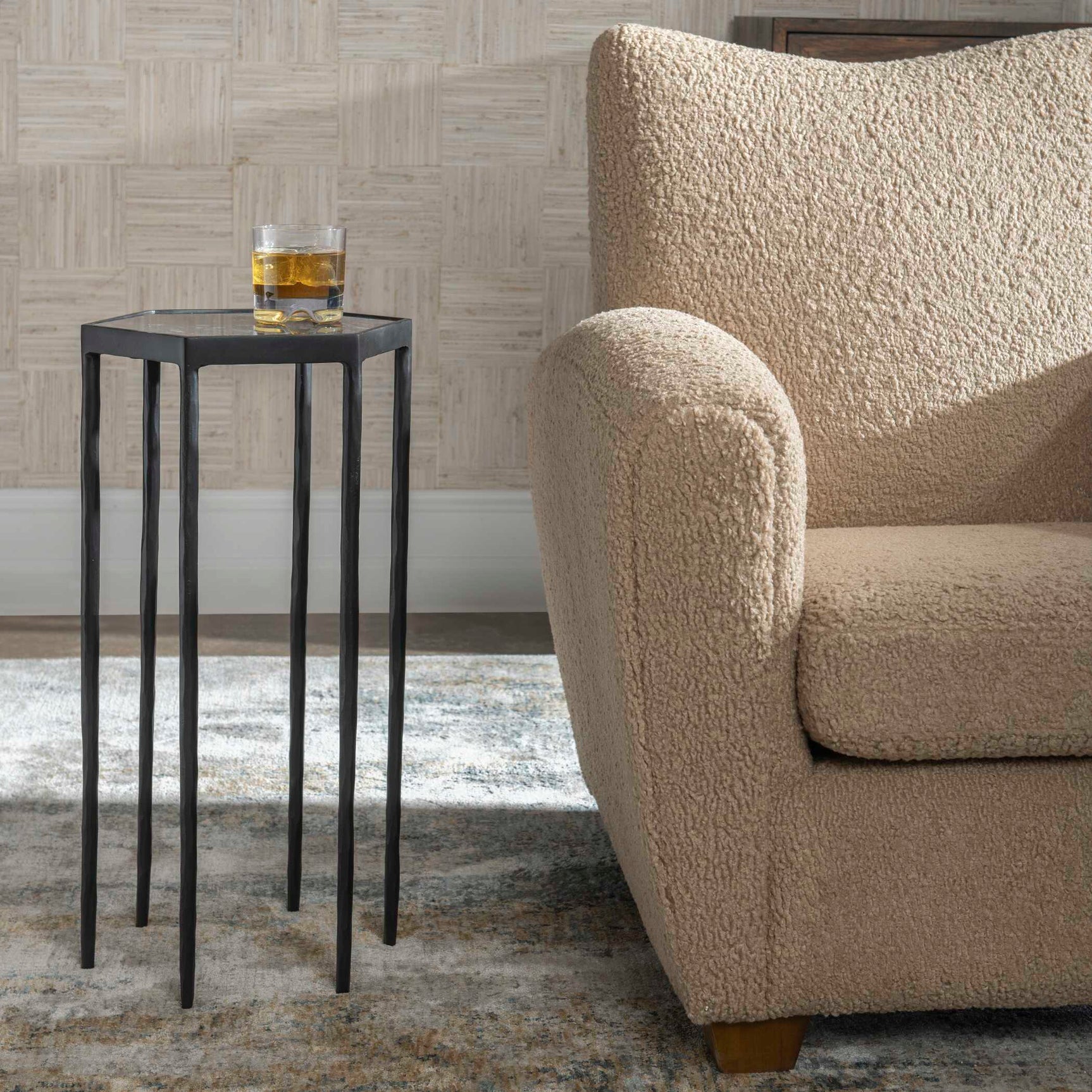 Aviary Black Hexagonal Accent Table