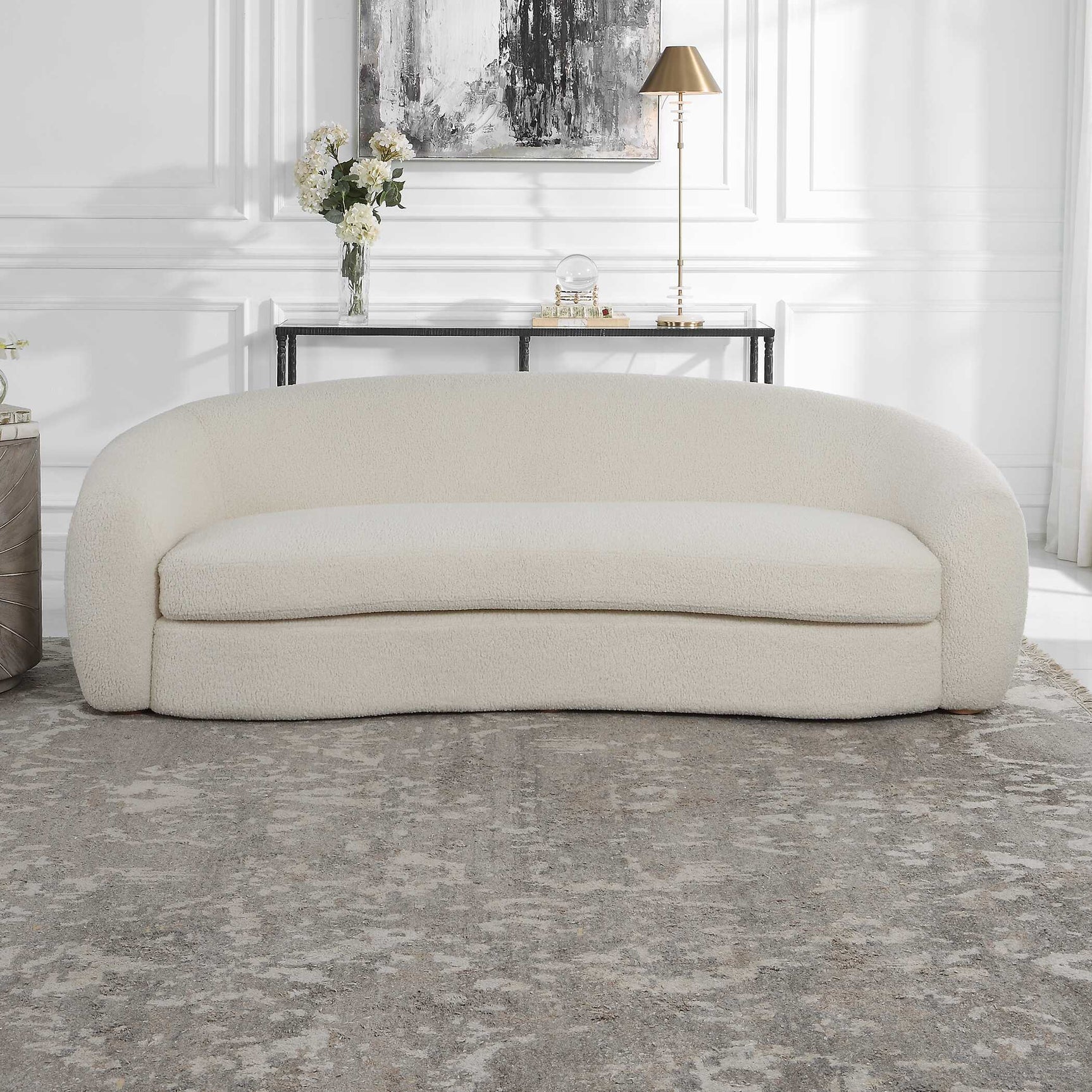 Capra White Art Deco Sofa