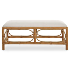 Laguna White Fabric Rattan Bench - Ornate Home