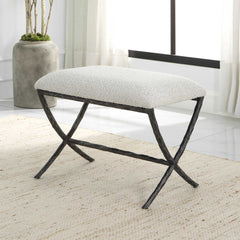 Brisby Gray Fabric Small Bench - Ornate Home