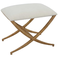 Expedition White Fabric Small Bench - Ornate Home