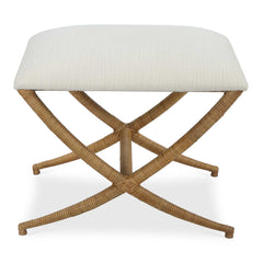 Expedition White Fabric Small Bench - Ornate Home