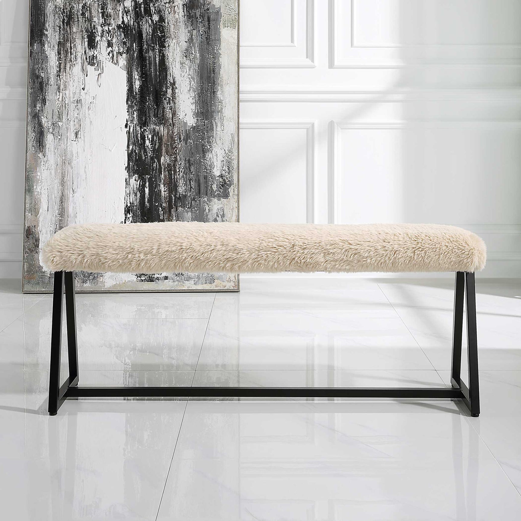 Taupo Brown Sheepskin Bench