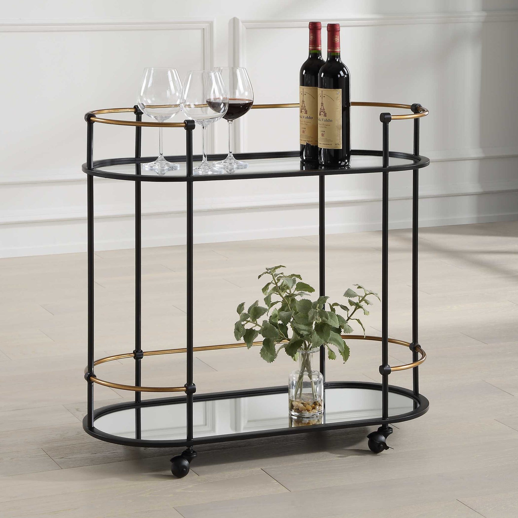 Andre Black/Brass Iron Bar Cart