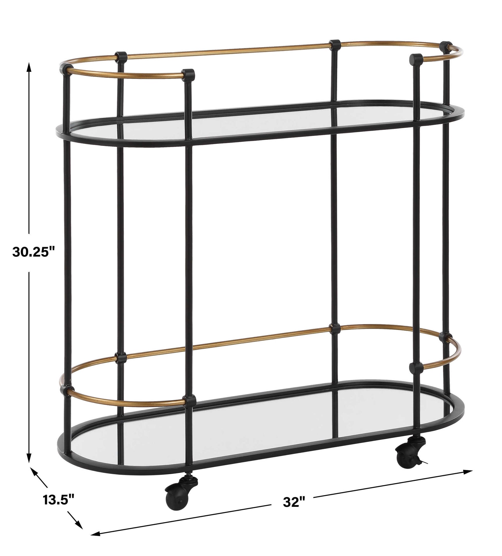 Andre Black/Brass Iron Bar Cart