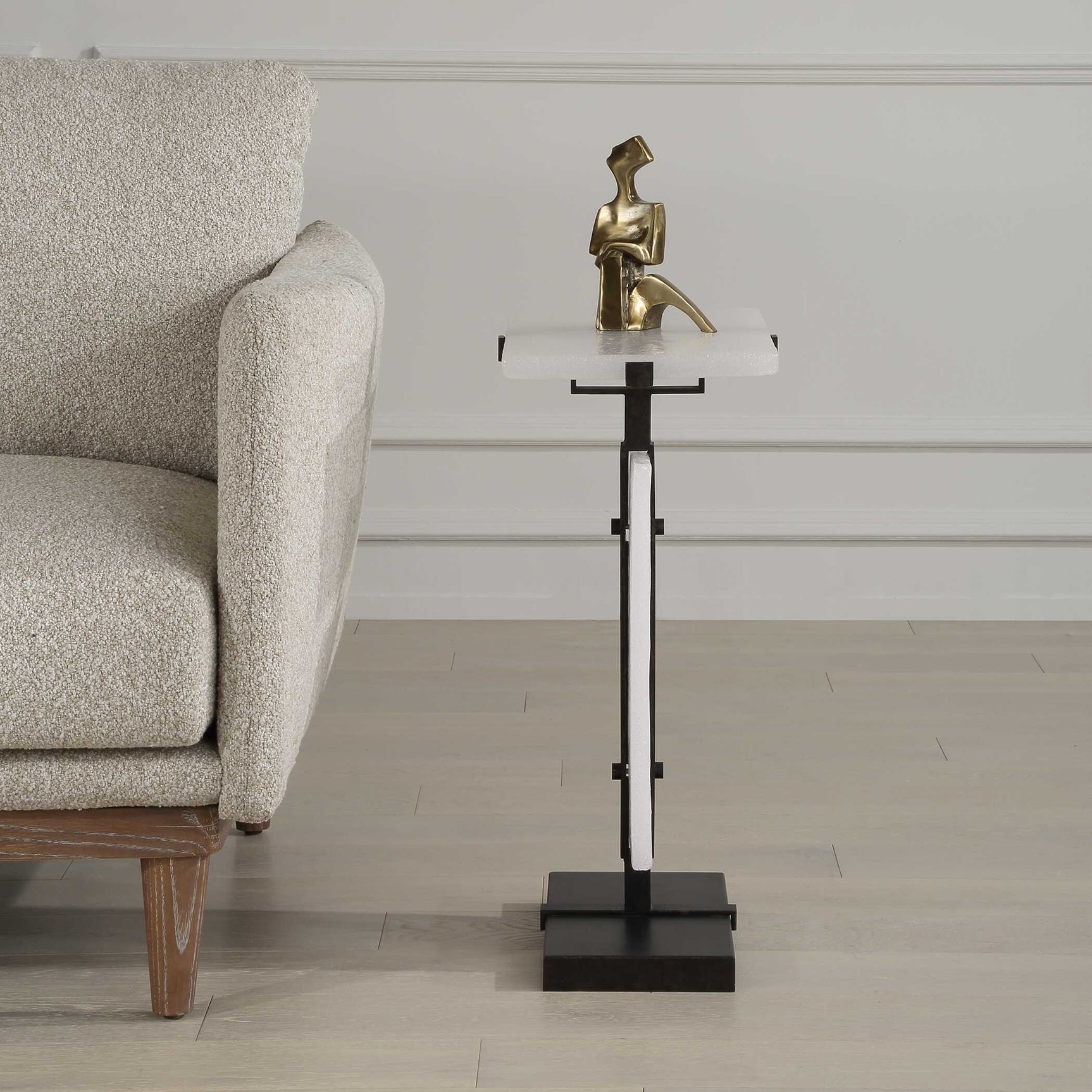 Elements Bubble Bronze/White Glass Accent Table