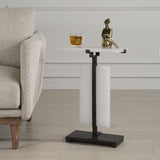 Elements Bubble Bronze/White Glass Accent Table