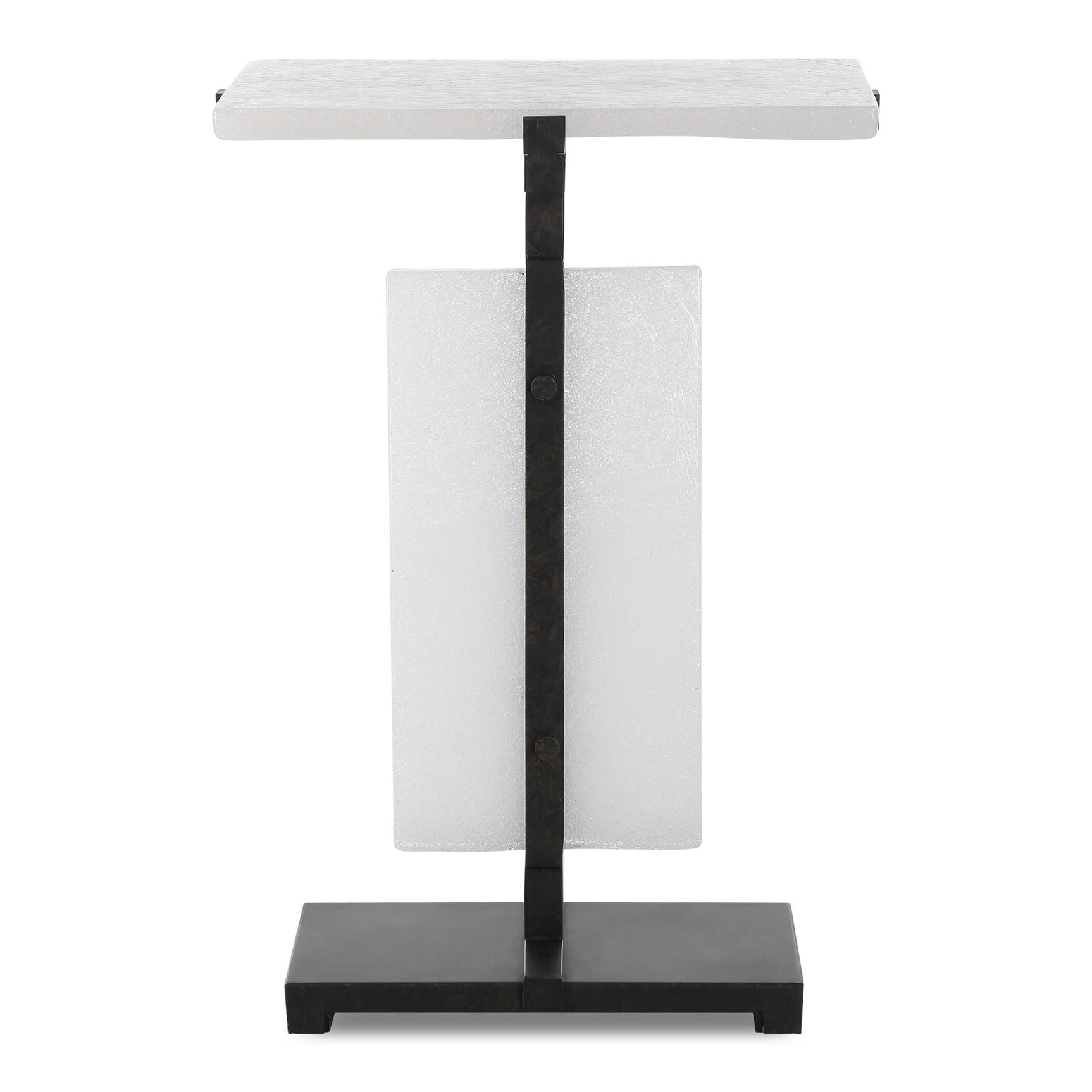 Elements Bubble Bronze/White Glass Accent Table