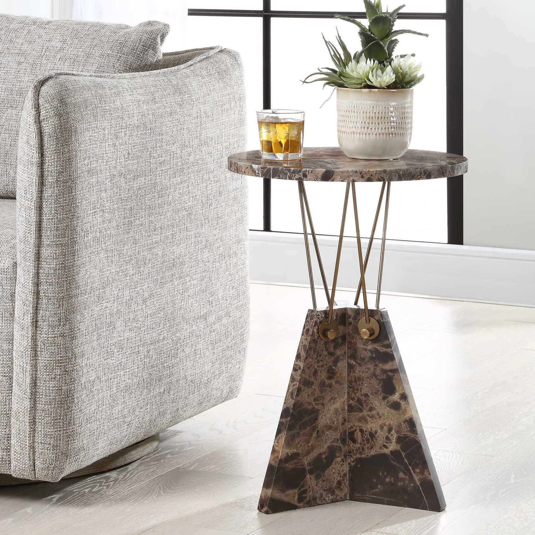 Levitate Brown Marble Accent Table