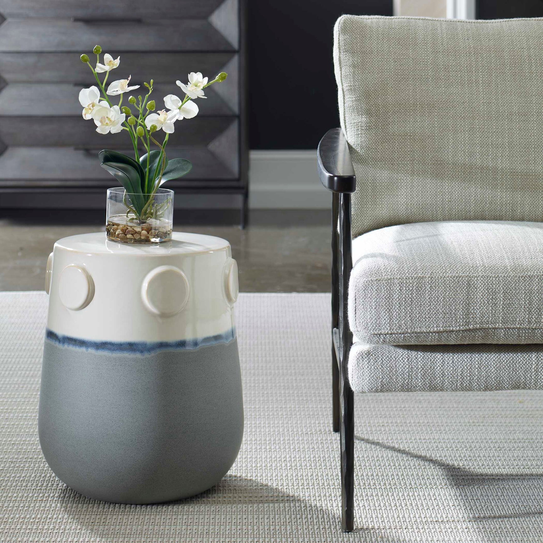 Mulvane Blue/White Ceramic Garden Stool