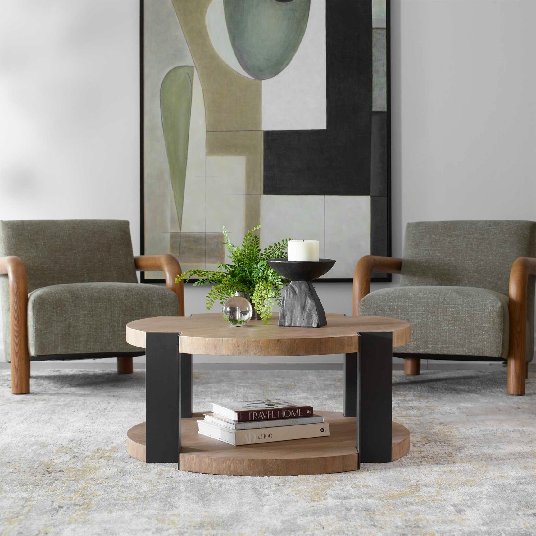 Loana Woodtone Industrial Coffee Table