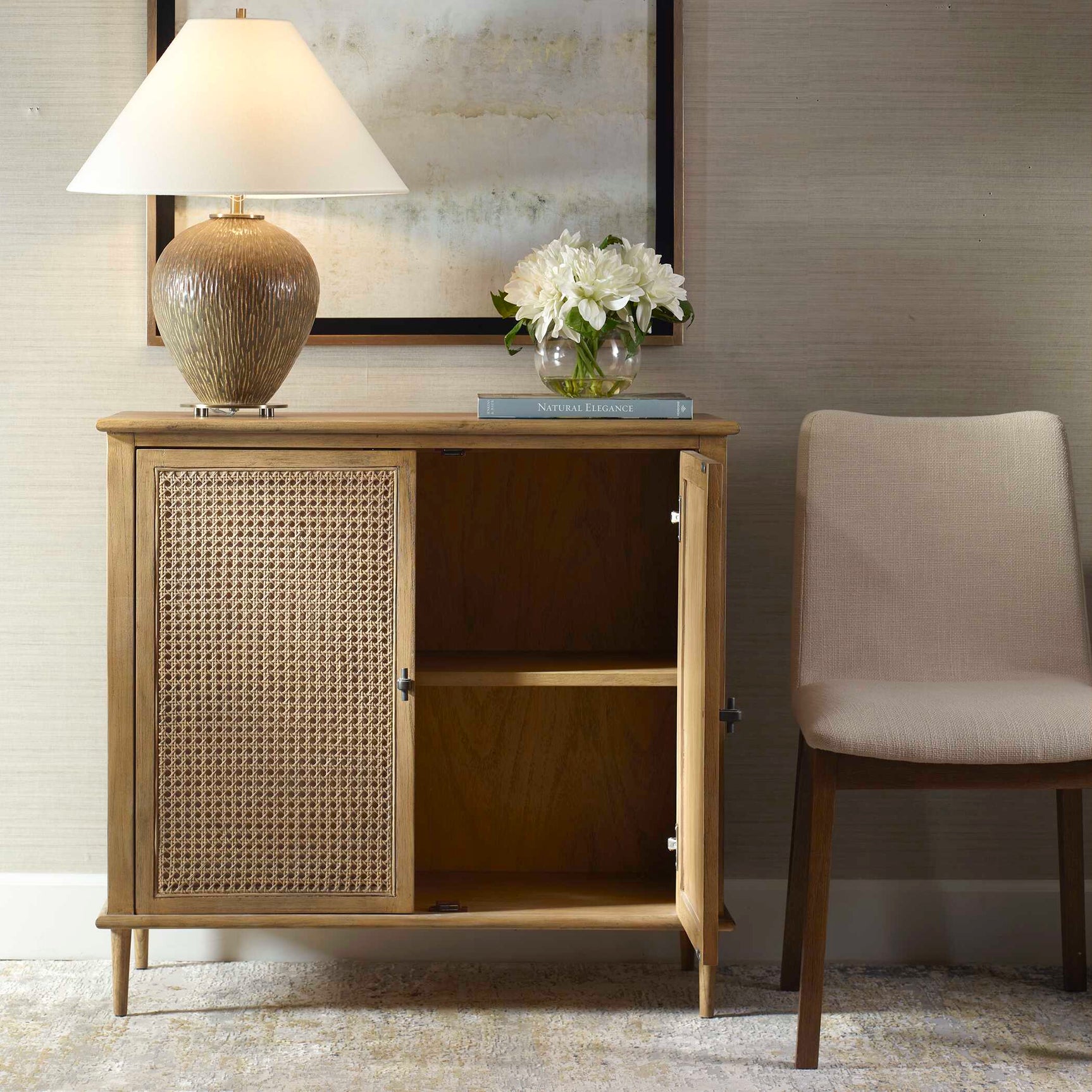 Coast Woodtone 2 Door Rattan Cabinet