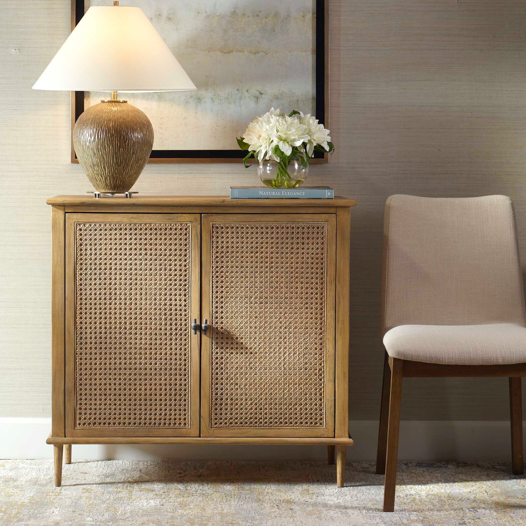 Coast Woodtone 2 Door Rattan Cabinet