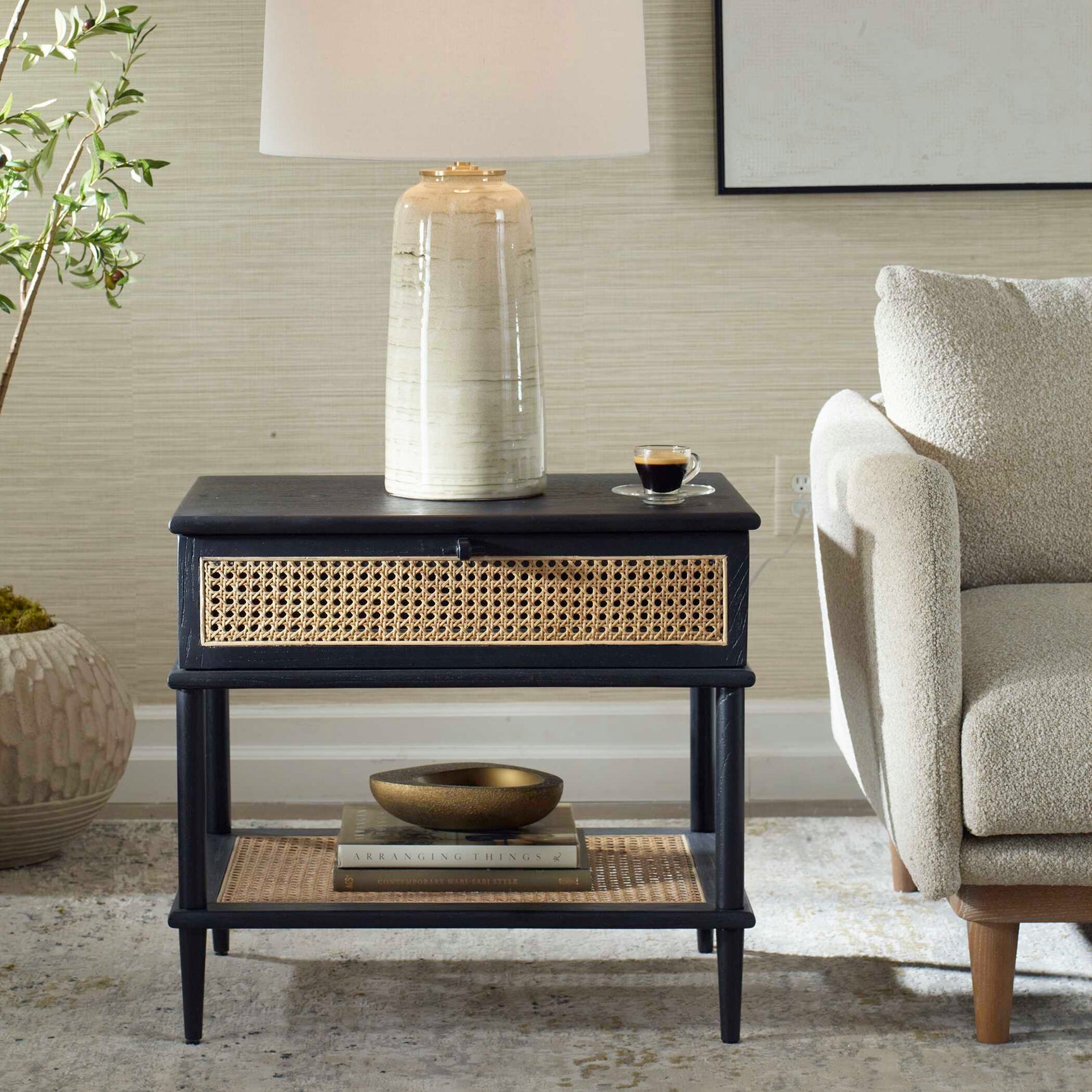 Coast Black Rattan Side Table