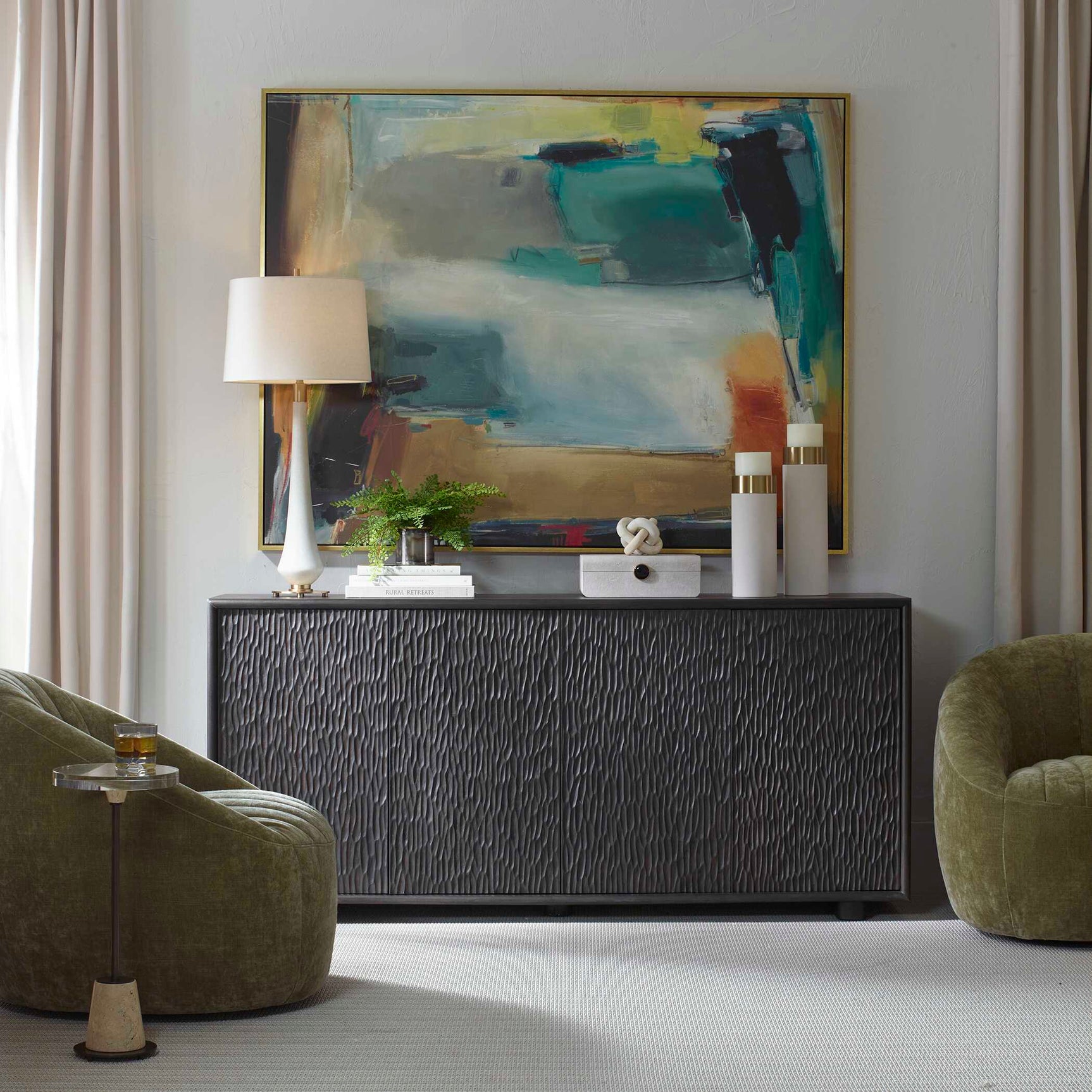 Stevenson Ebony Wood 4 Door Cabinet